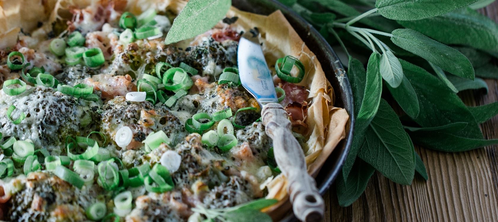 Leichte Quiche mit Brokkoli und Schinken