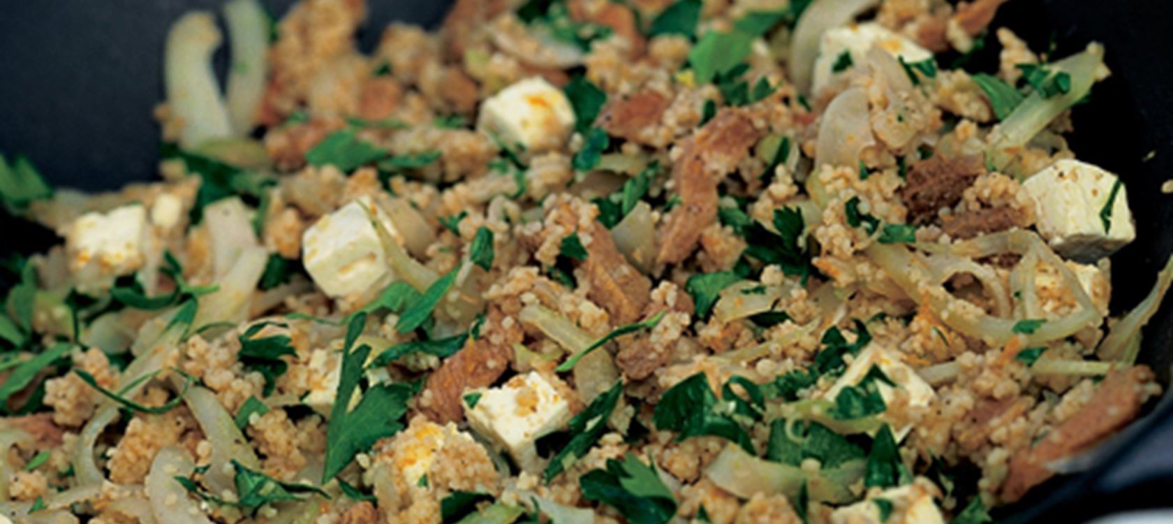 Oksewok med appelsin og couscous