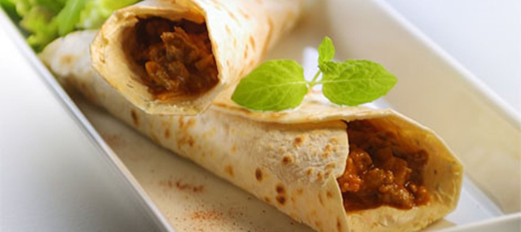 Mexicanske pandekager med pikant kalkun