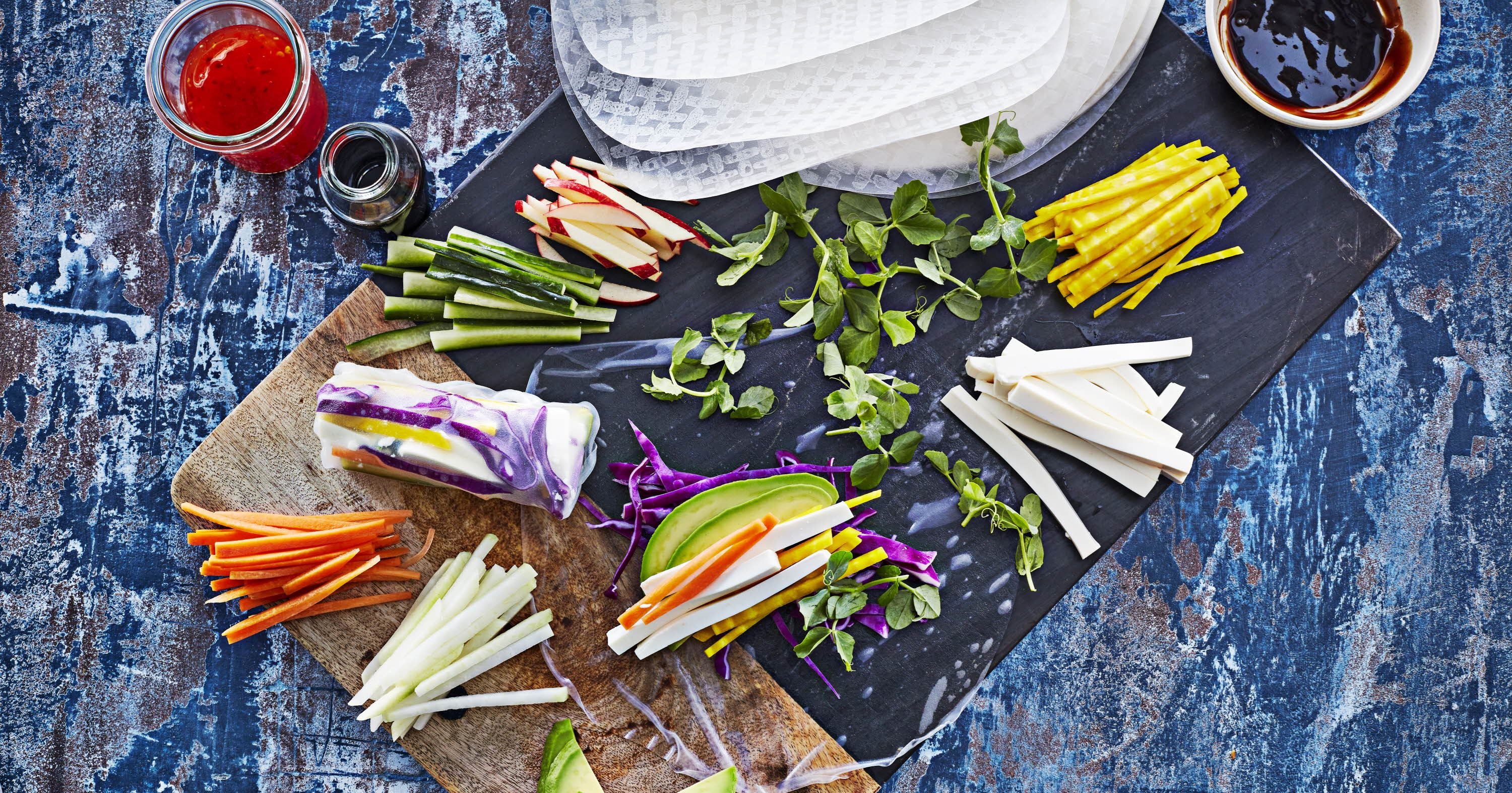 Vegetariske rispapirsruller