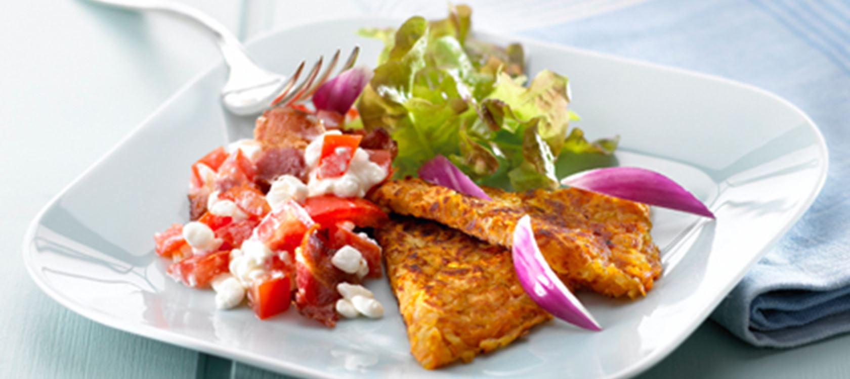 Kartoffelpandekage med hytteostsalat