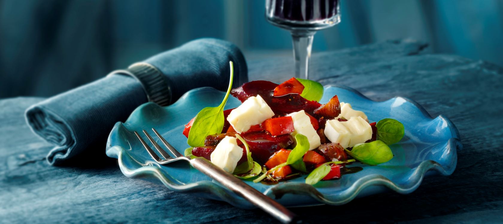 Rødbedesalat med ost og figenglace