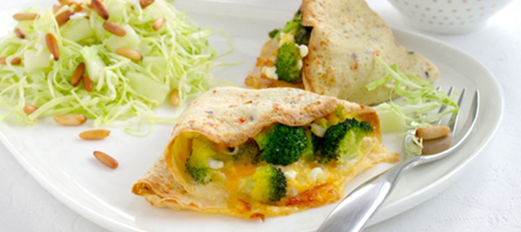 Havregrynspandekager med broccoli og hytteost