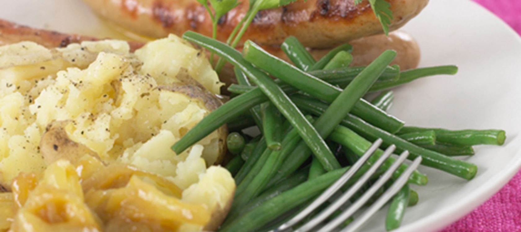 Frankfurtere med 'smashed potatoes'
