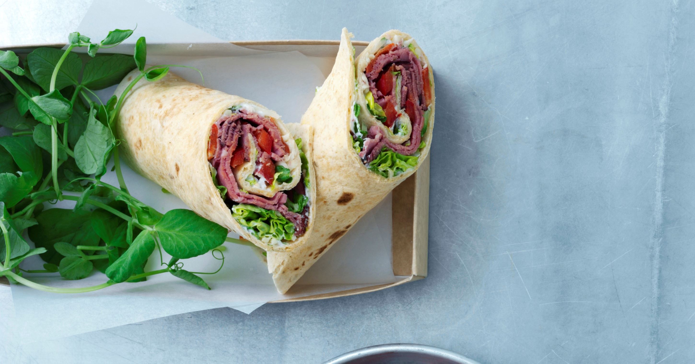 Wrap med roastbeef og peberrodsskyr