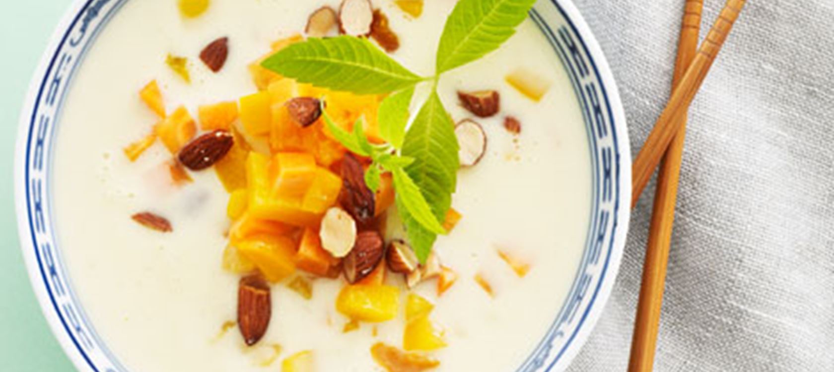 Gul frugtsalsa til suppe