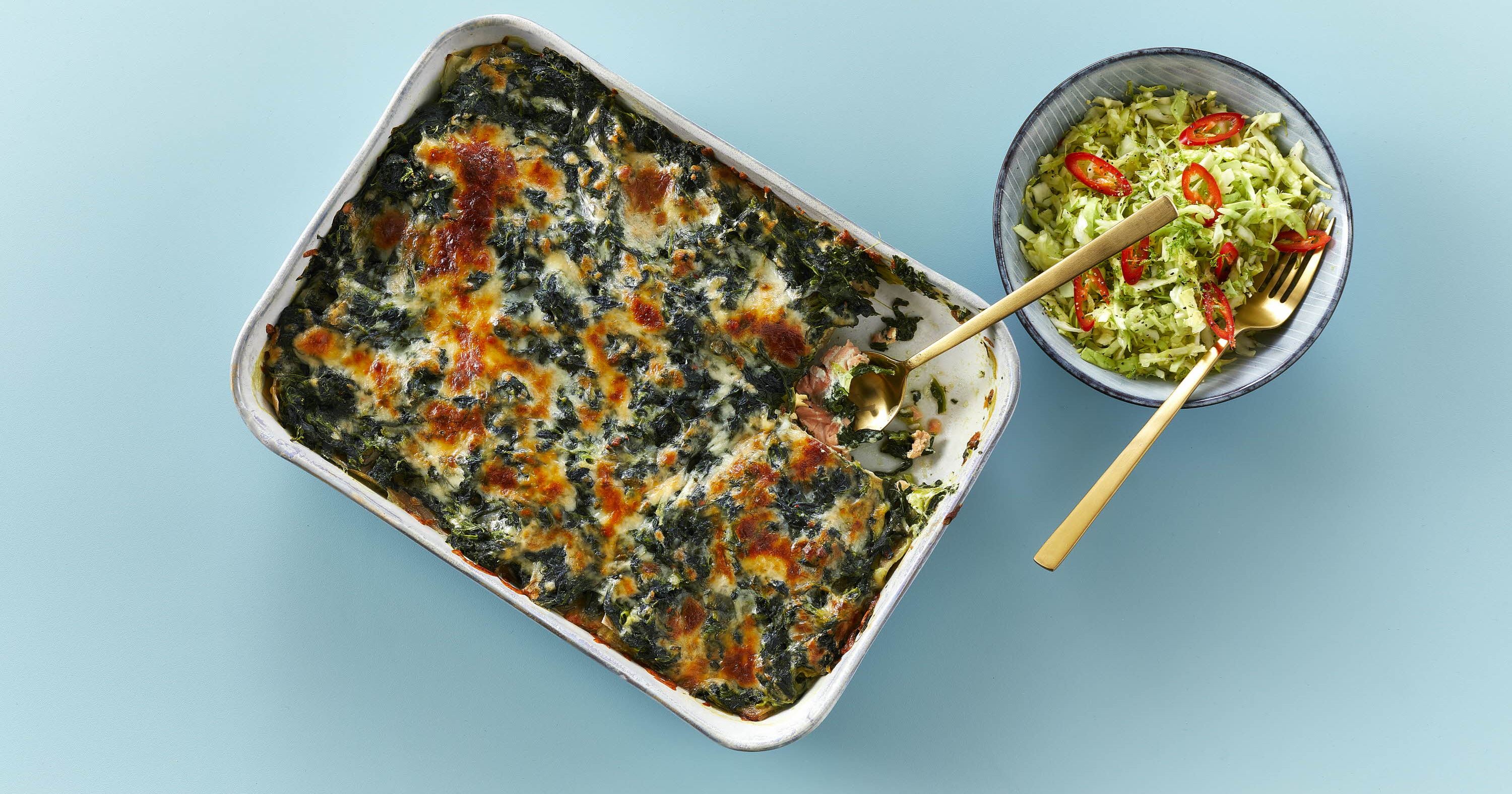 Lasagne med laks og spinat
