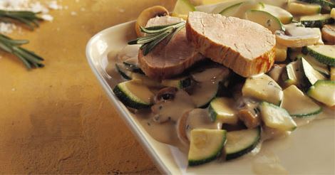 Mørbrad og flødesauce med squash