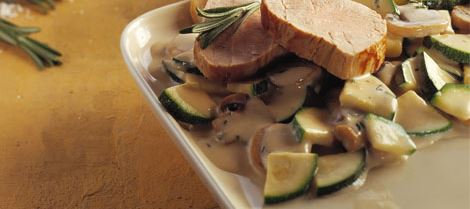 Mørbrad og flødesauce med squash