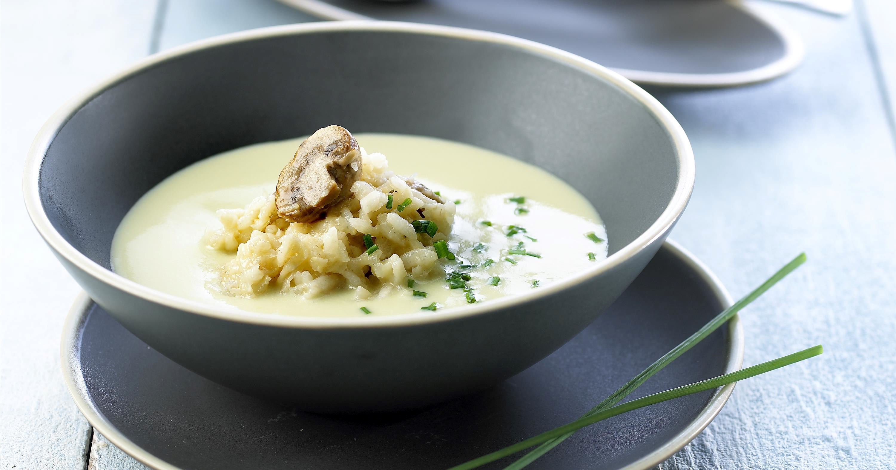 Aspargessuppe med svamperisotto