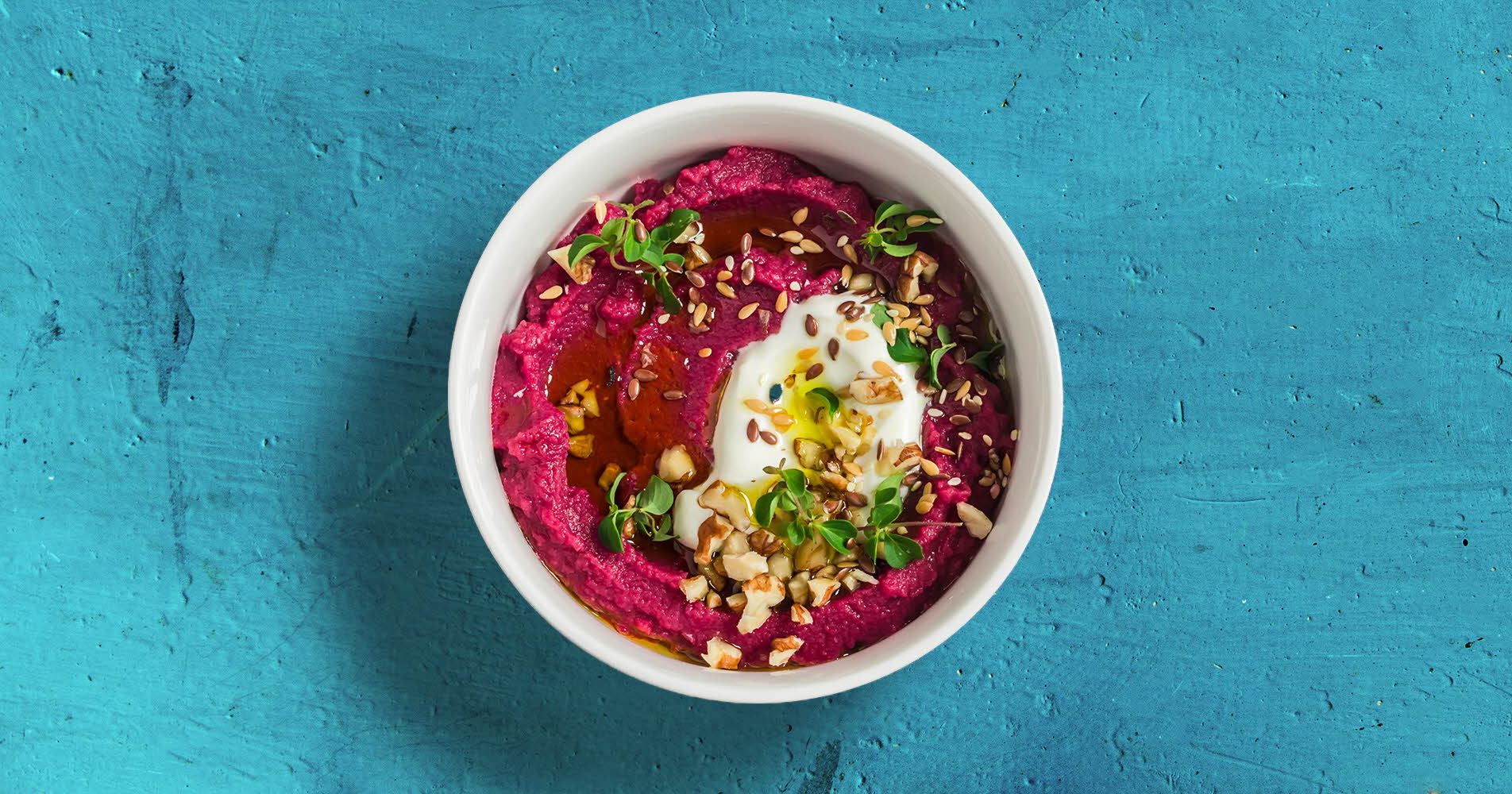 Rødbedehummus med kikærter