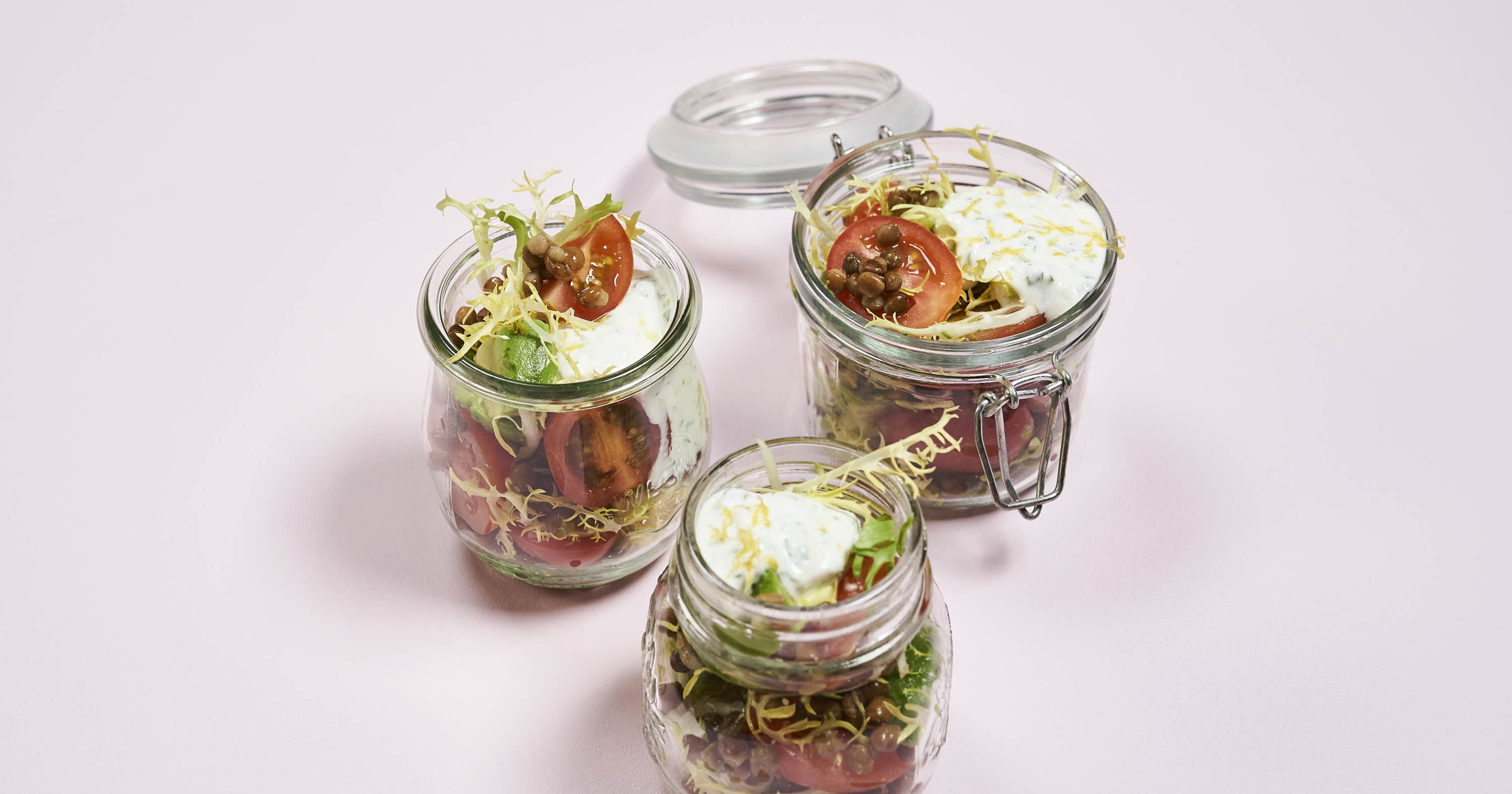 Avocado og linsesalat