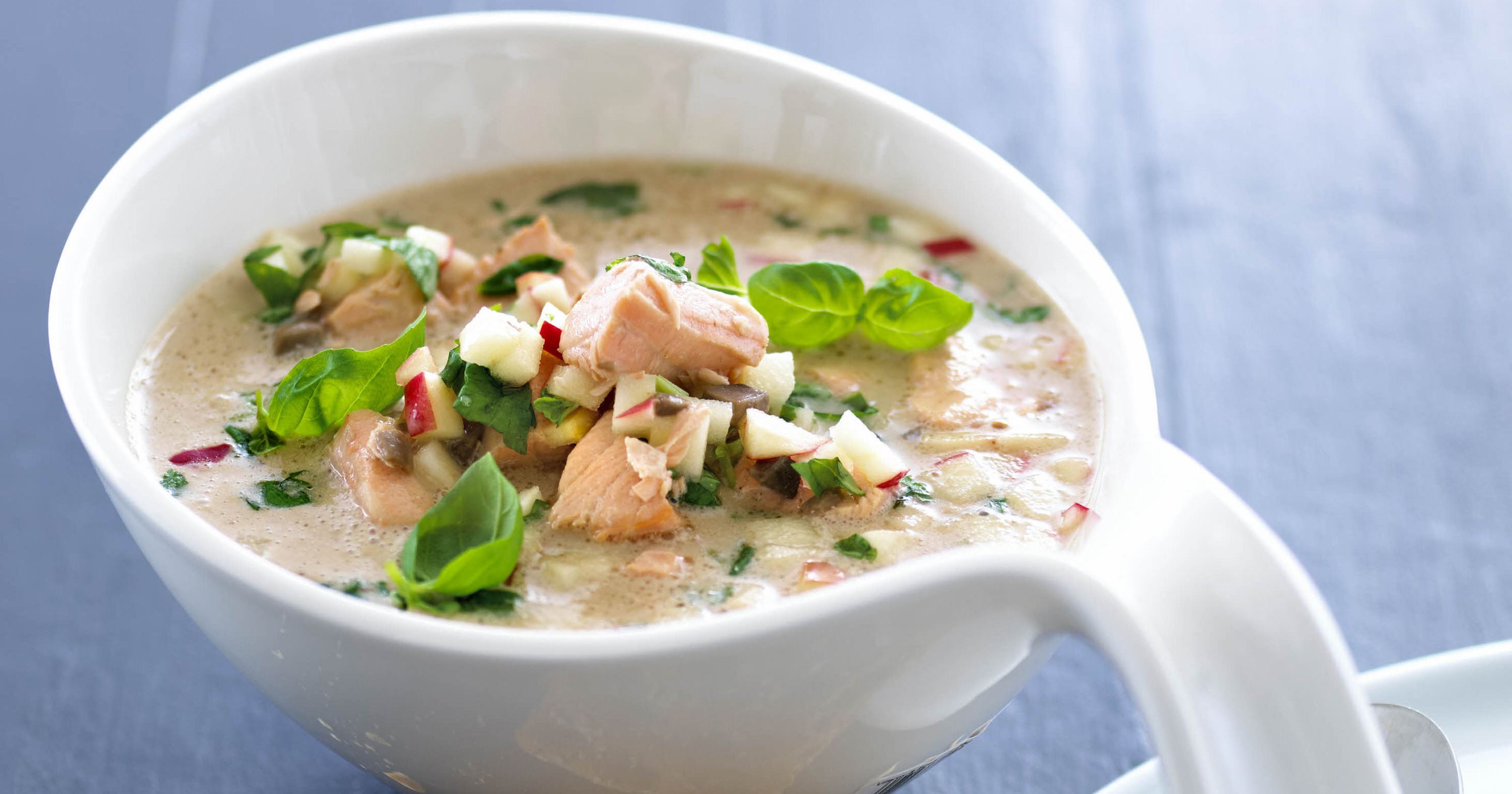 Svampesuppe med laks