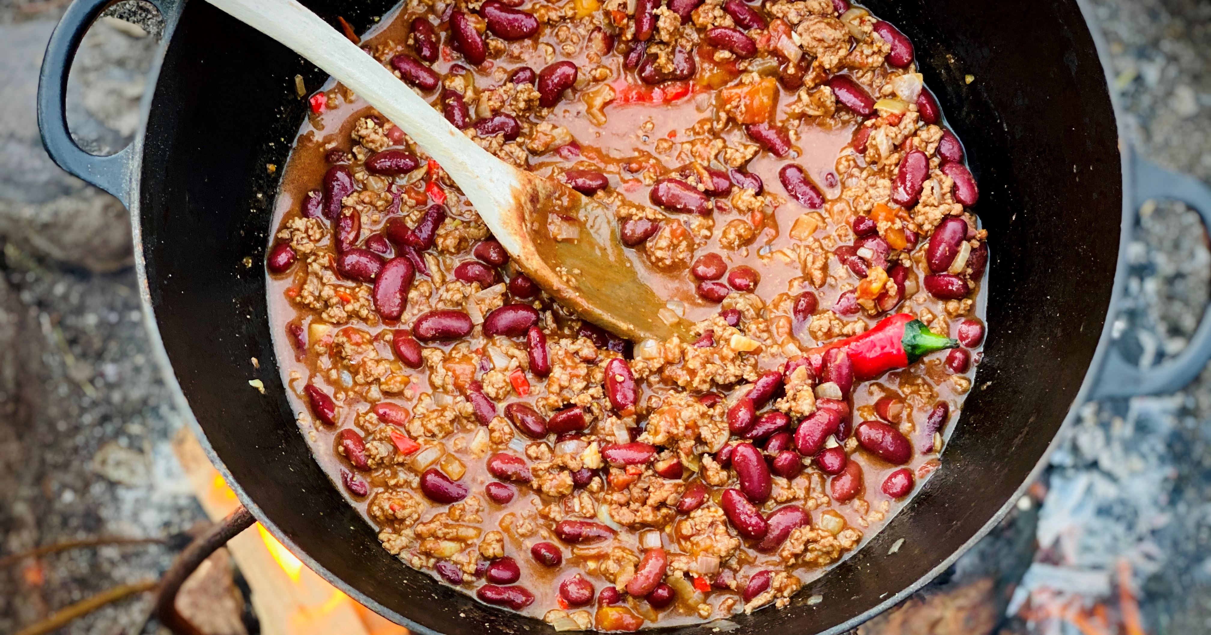 Chili con carne - lavet over bål