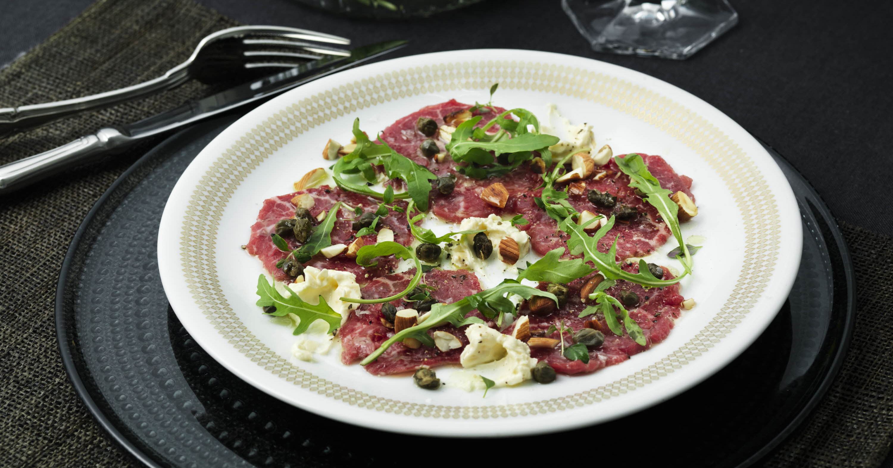 Carpaccio med ostecreme