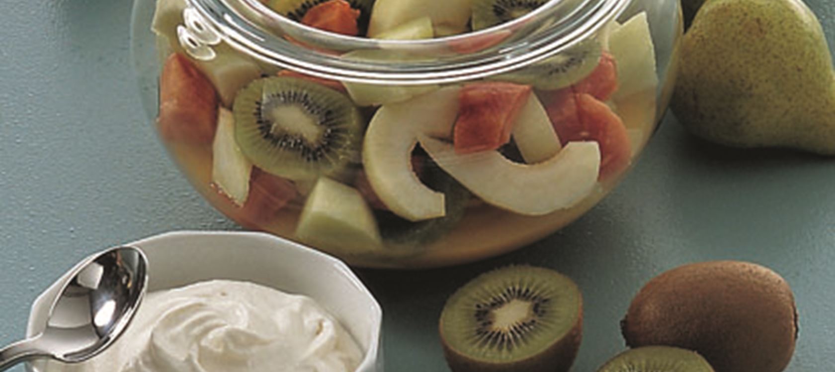 Frugtsalat med soft ice