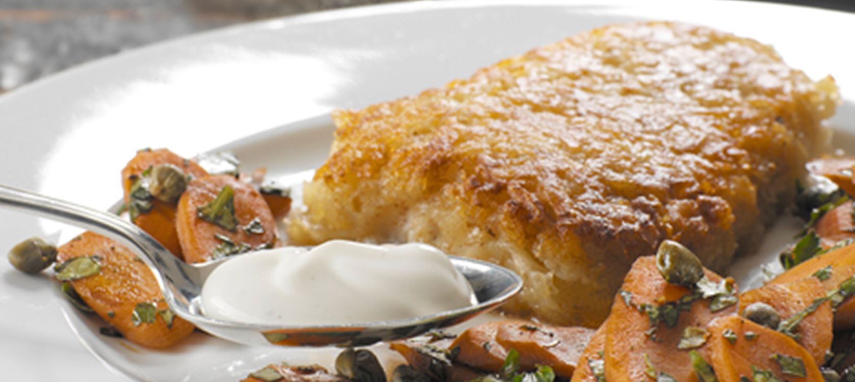 Kartoffelpaneret rødfisk