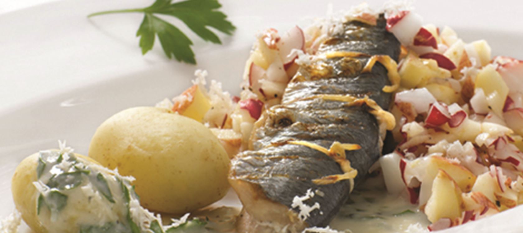 Grillede sild med peberrods- og persillesauce