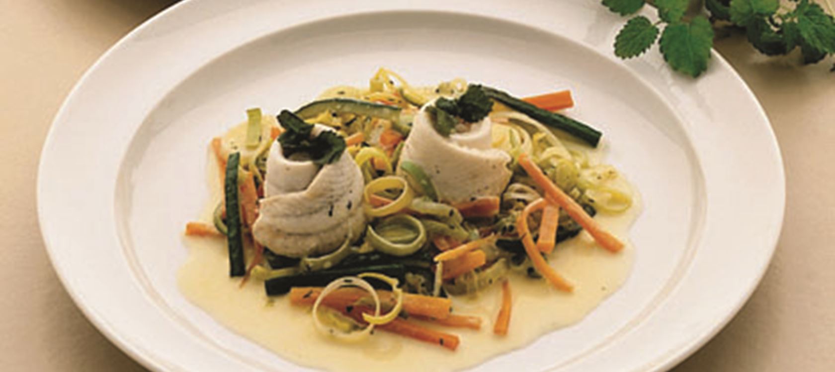 Fiskefileter og grøntsager