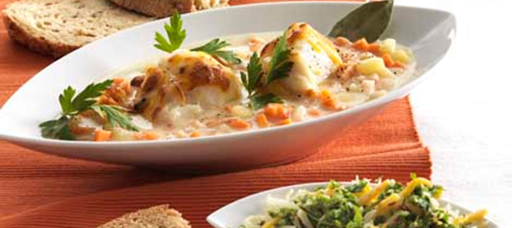 Suppe med gratineret lange