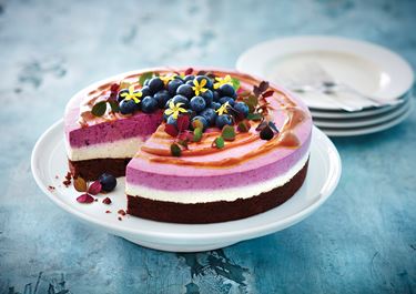Cheesecake med blåbær og saltkaramel