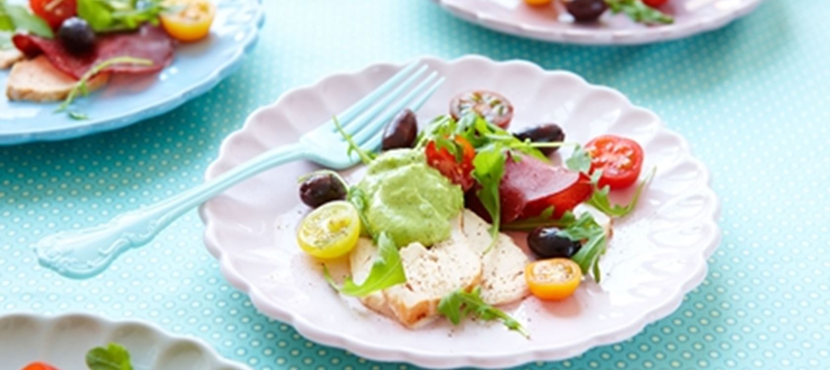Kanaa ja rucola-pestoa