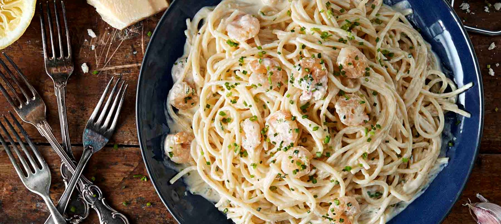 Sitruunainen katkarapupasta