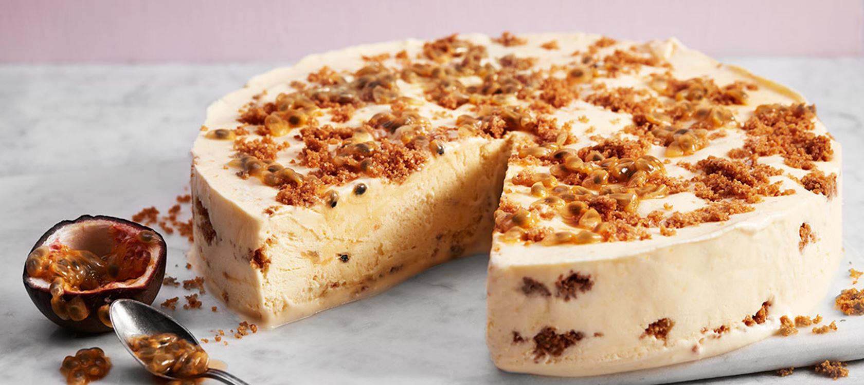 Παγωμένο cheesecake με μάνγκο και φρούτα του πάθους