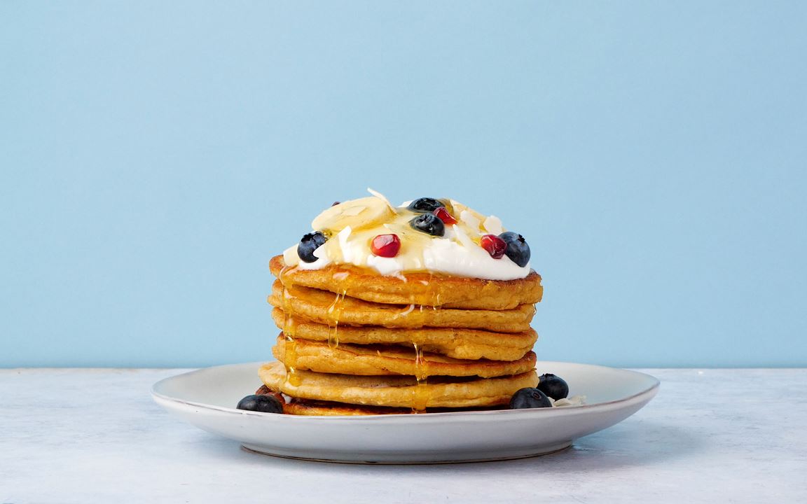 American pancakes met lactosevrije yoghurt