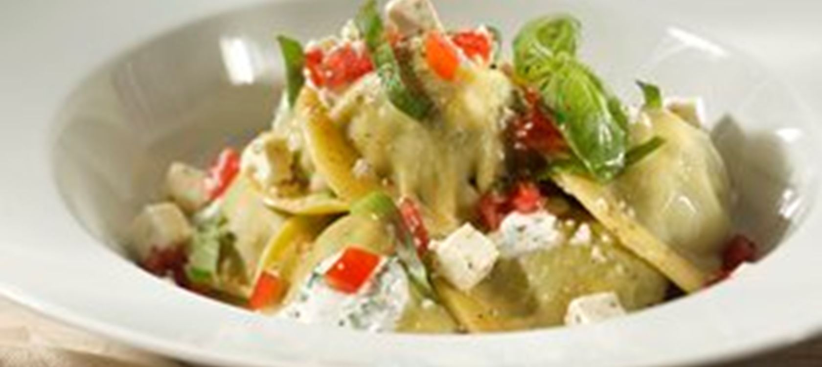 Ravioli met romige spinazie