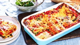 Vegetarisk lasagne med spenat och linser