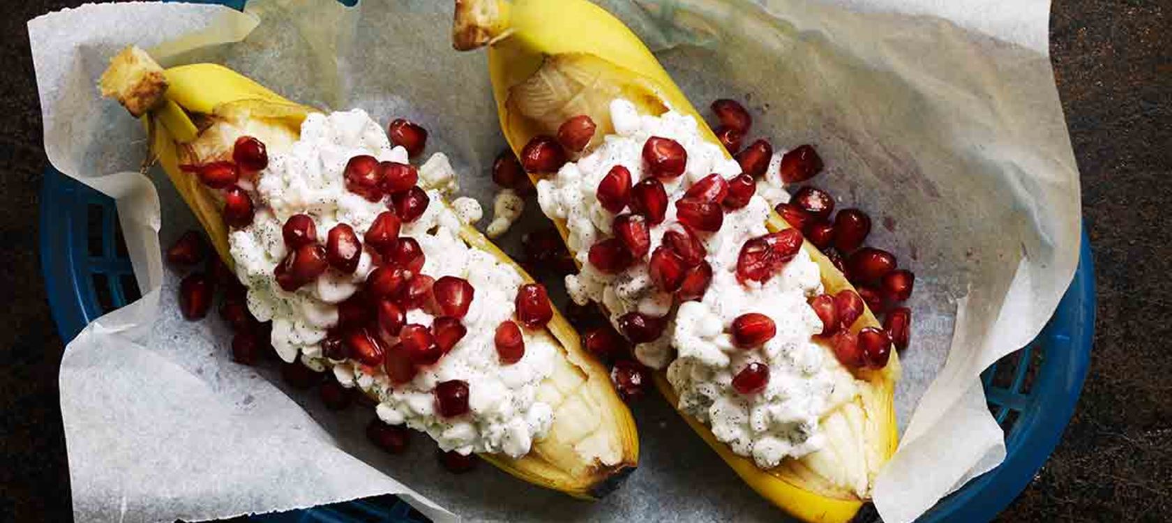 Bananbåt med cottage cheese och vanilj
