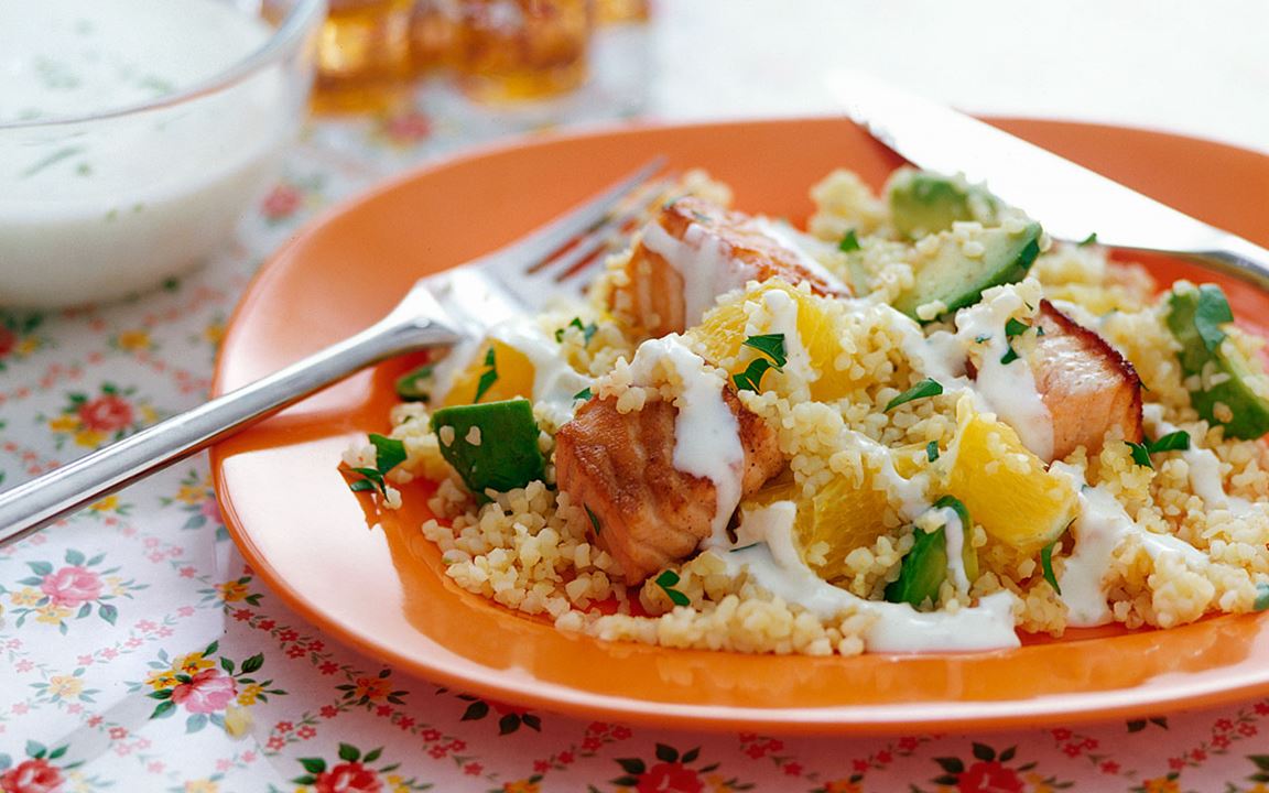 Bulgur med lax och limedressing