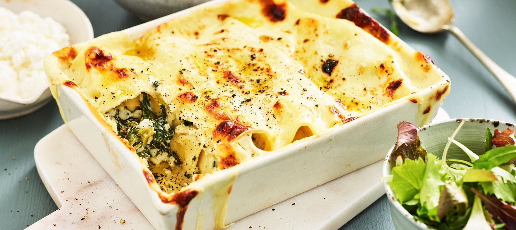 Spenatcannelloni med cottage cheese