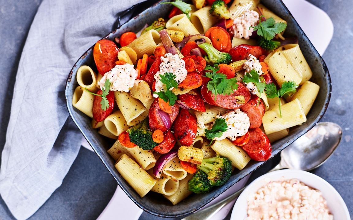 Pasta med wokgrönsaker