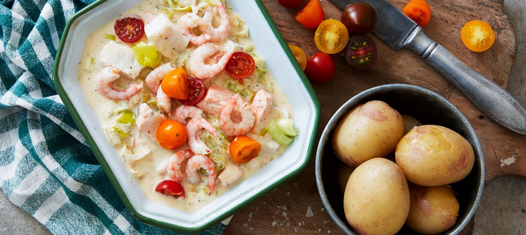 Fiskgryta med räkor - Recept | Arla