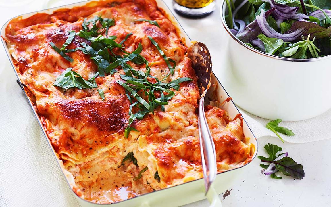 Krämig laxlasagne med spenat