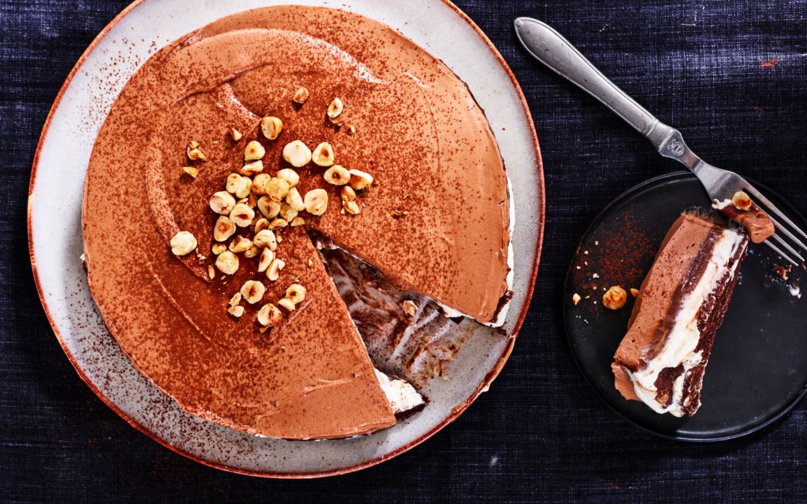 Cheesecake med vanilj, hasselnöt och choklad