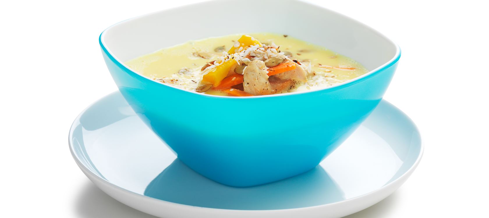 Kycklingsoppa med mango och kokos