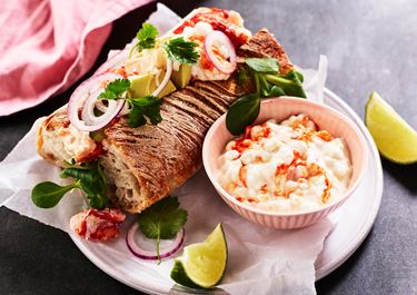 Lobster roll med cottage cheese