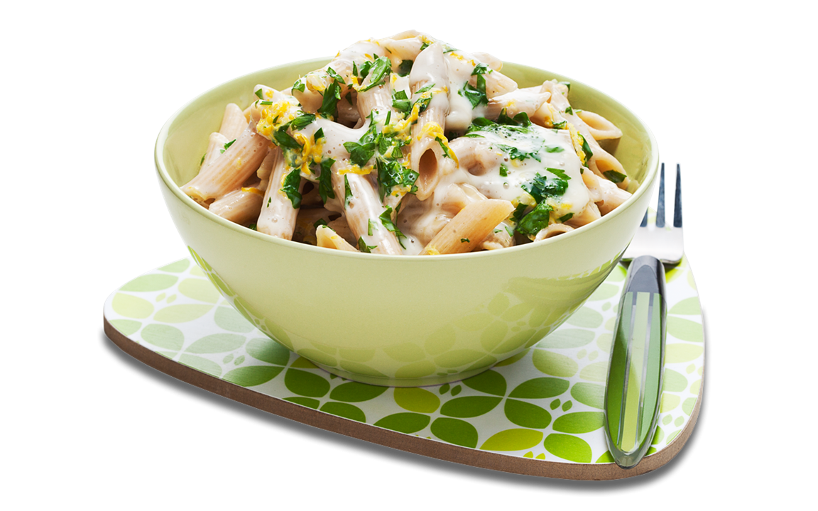 Citron- och vitlöksdoftande pasta