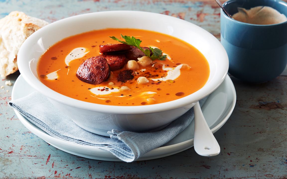 Tomat- och chorizosoppa