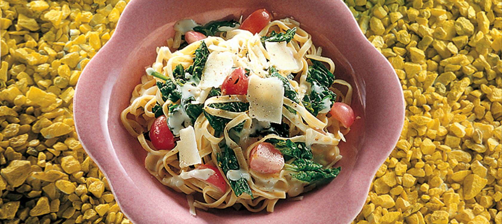 Pasta med spenat och vitlök