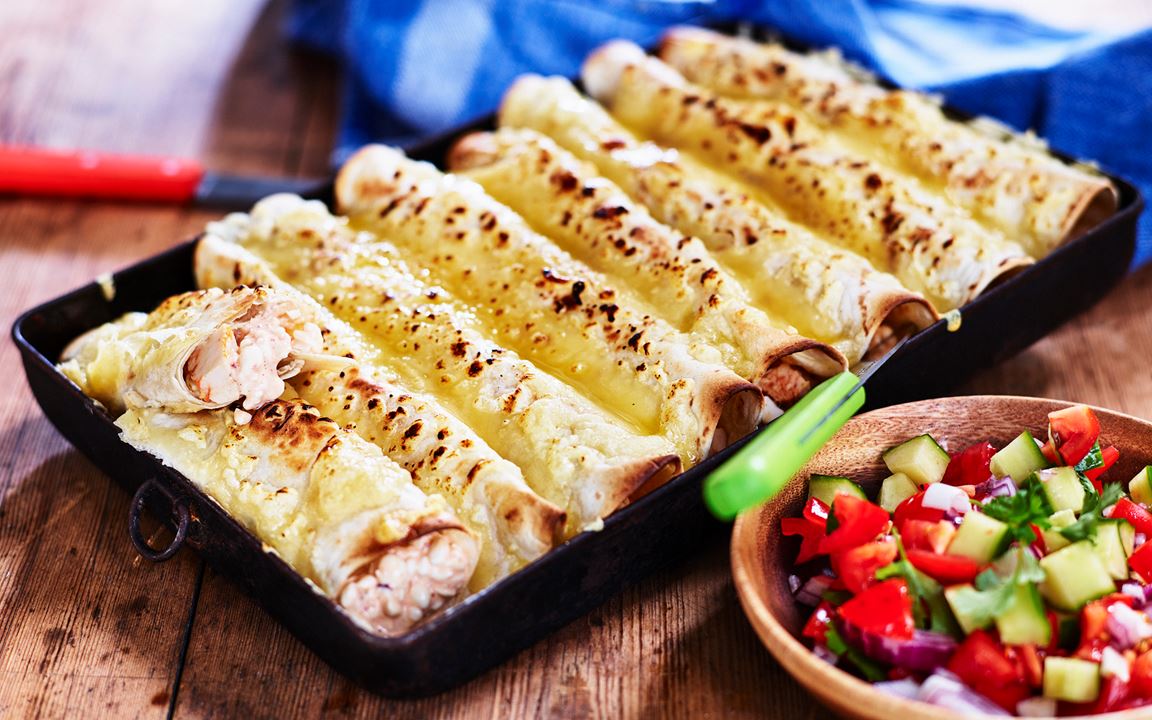 Enchiladas med kyckling och cottage cheese