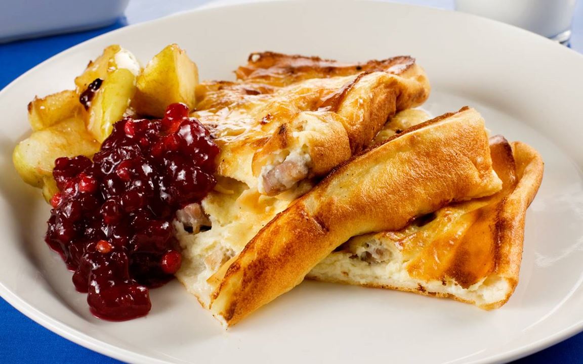 Fläskpannkaka med stekt äpple