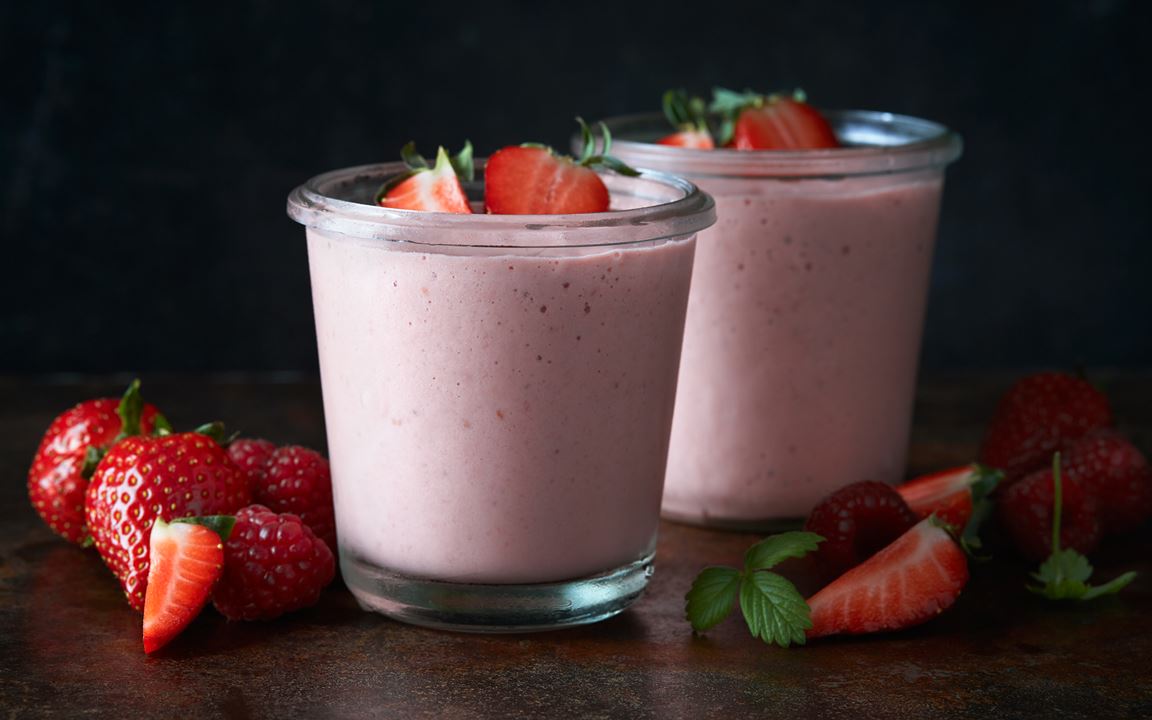 Jordgubbssmoothie med hallon