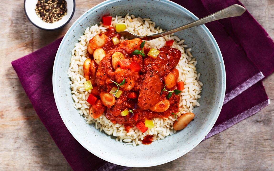 Texas chili med chorizo och ris