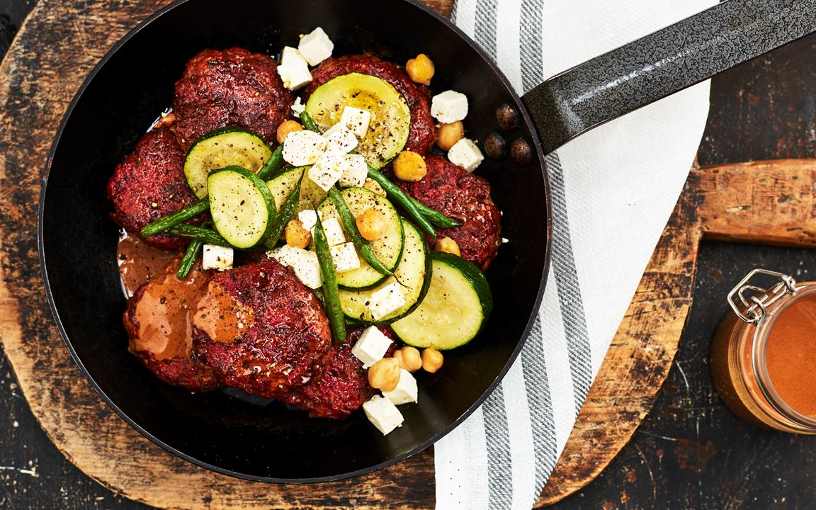 Köttfärsbiffar med rödbetor