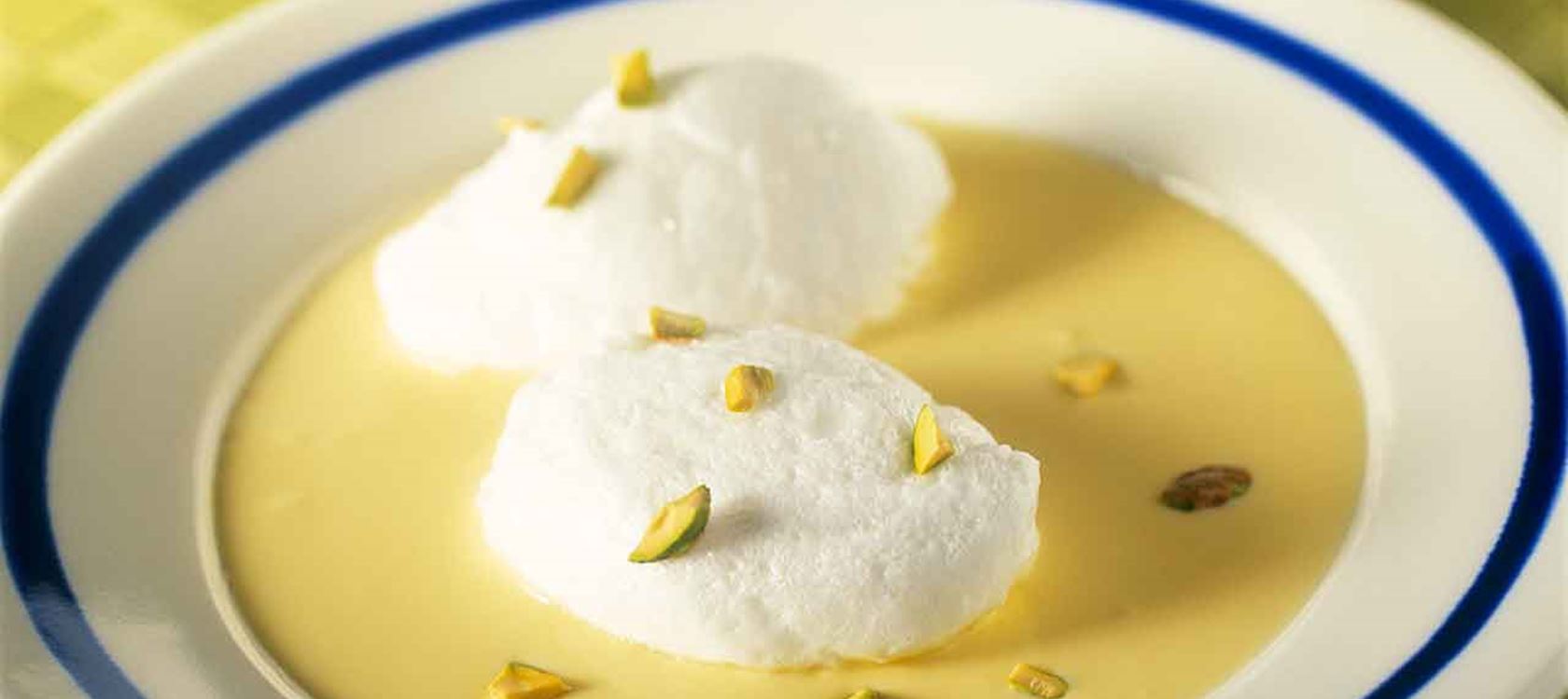 Snöägg med vaniljsås