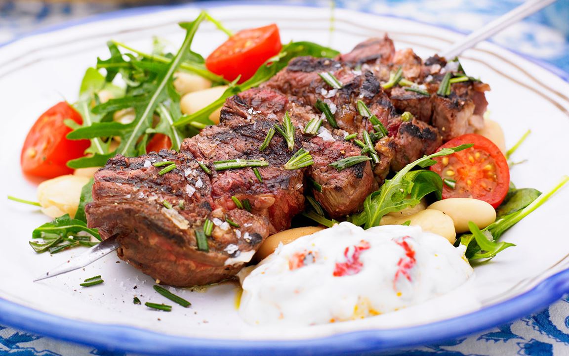 Grillad entrecote på spett